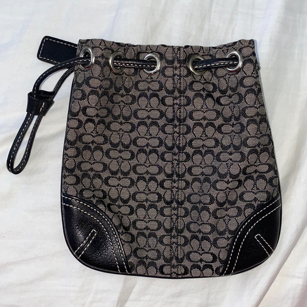 Coach Y2K size Small black and grey bag with strap vintage compact monogram